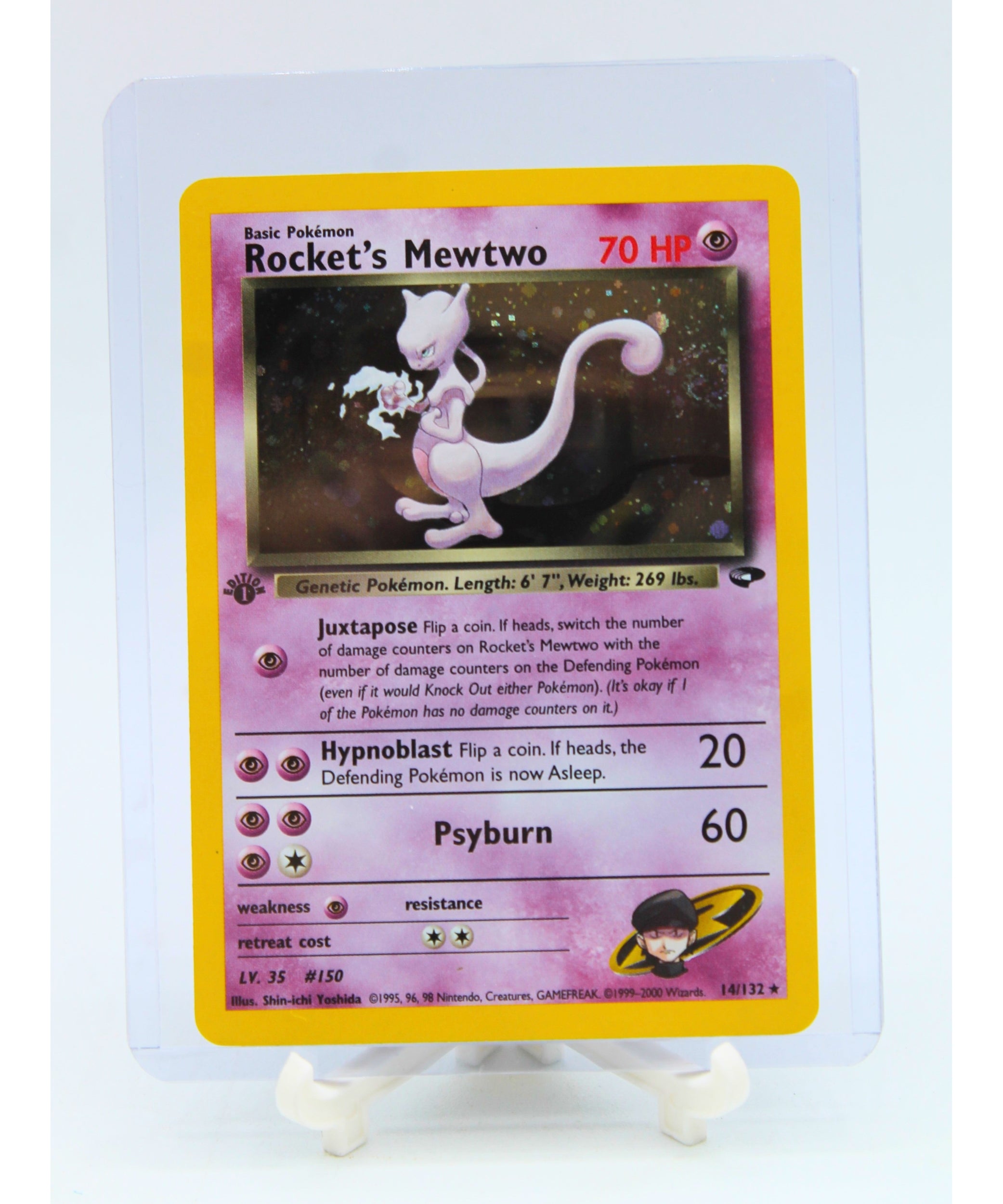 Pokemon | 1st Edition Holo Rocket's Mewtwo with SWIRL