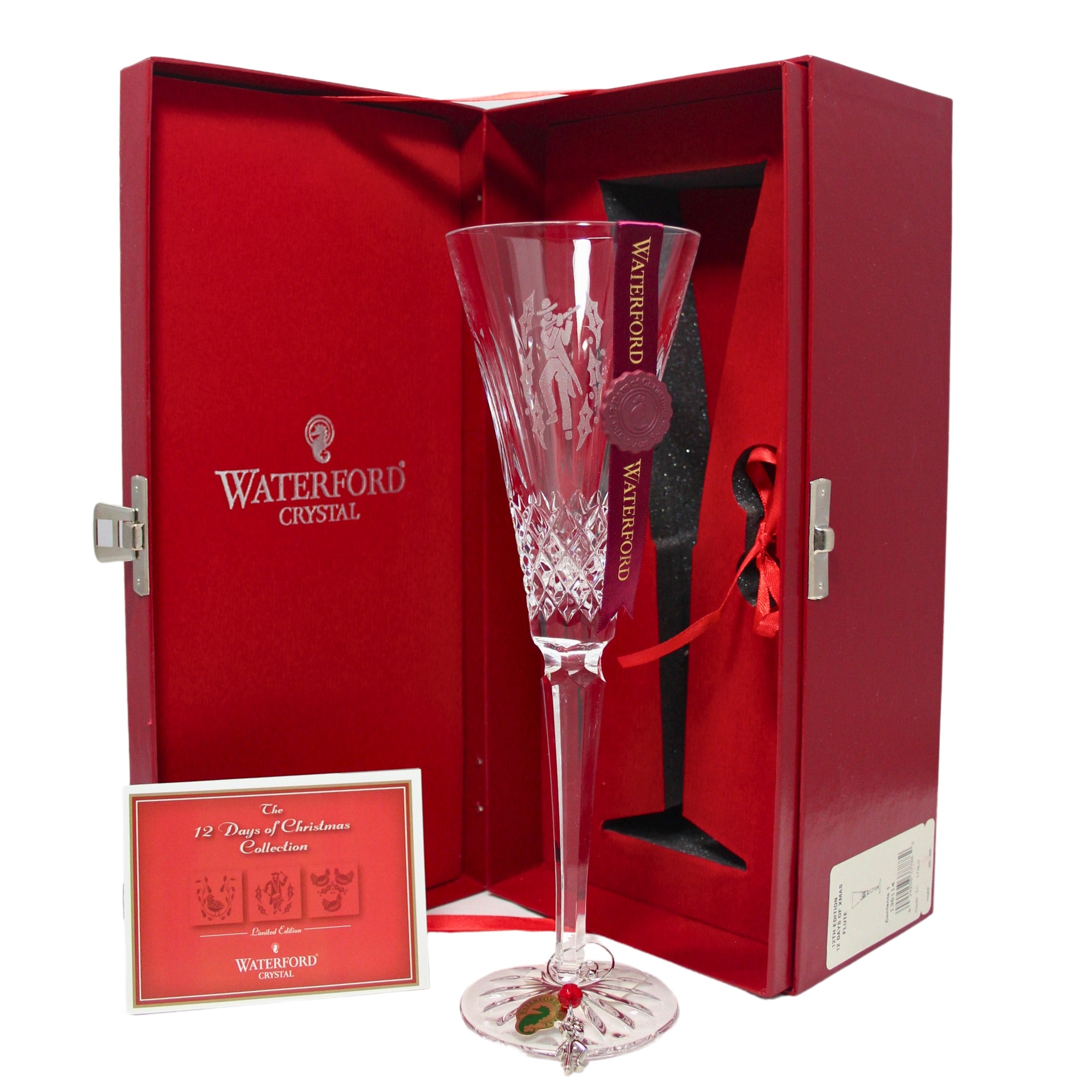 Set of Waterford Crystal 12 Days of Christmas Champagne Flutes at