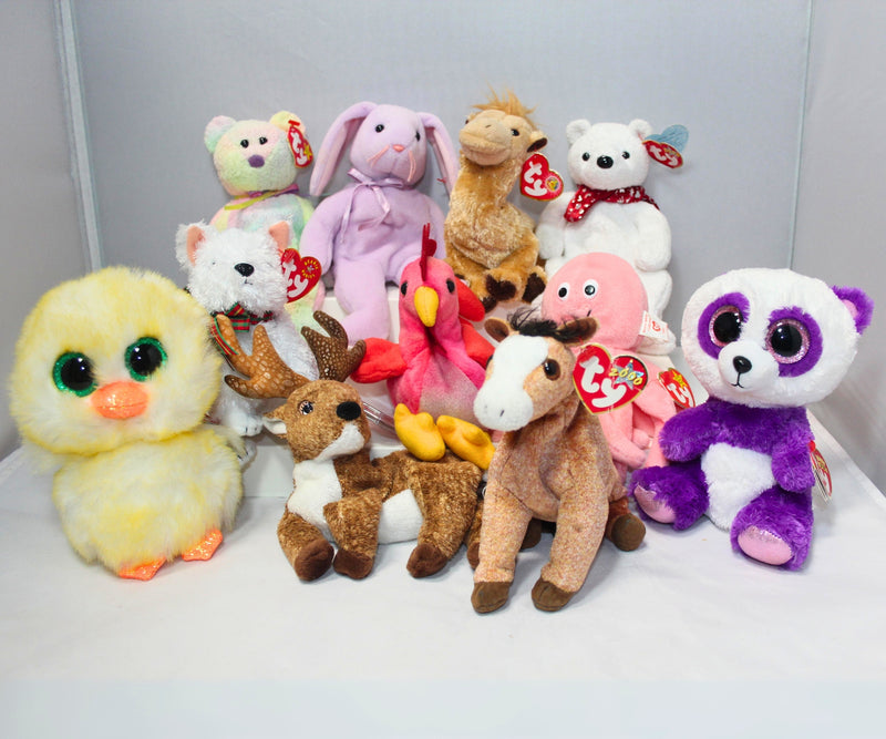 Lot of 11 Beanie Babies | Non-Mint Tags |Bears, Christmas, Bunnies & More