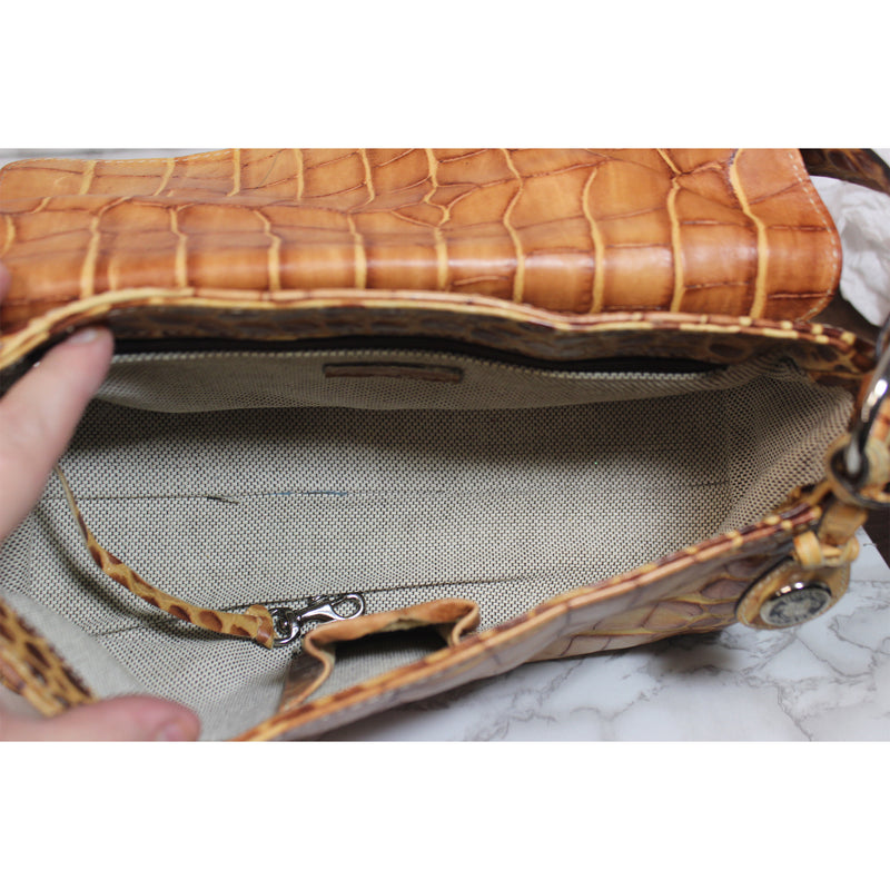 Dooney & Bourke Purse: Brown Embossed Leather Shoulder Bag