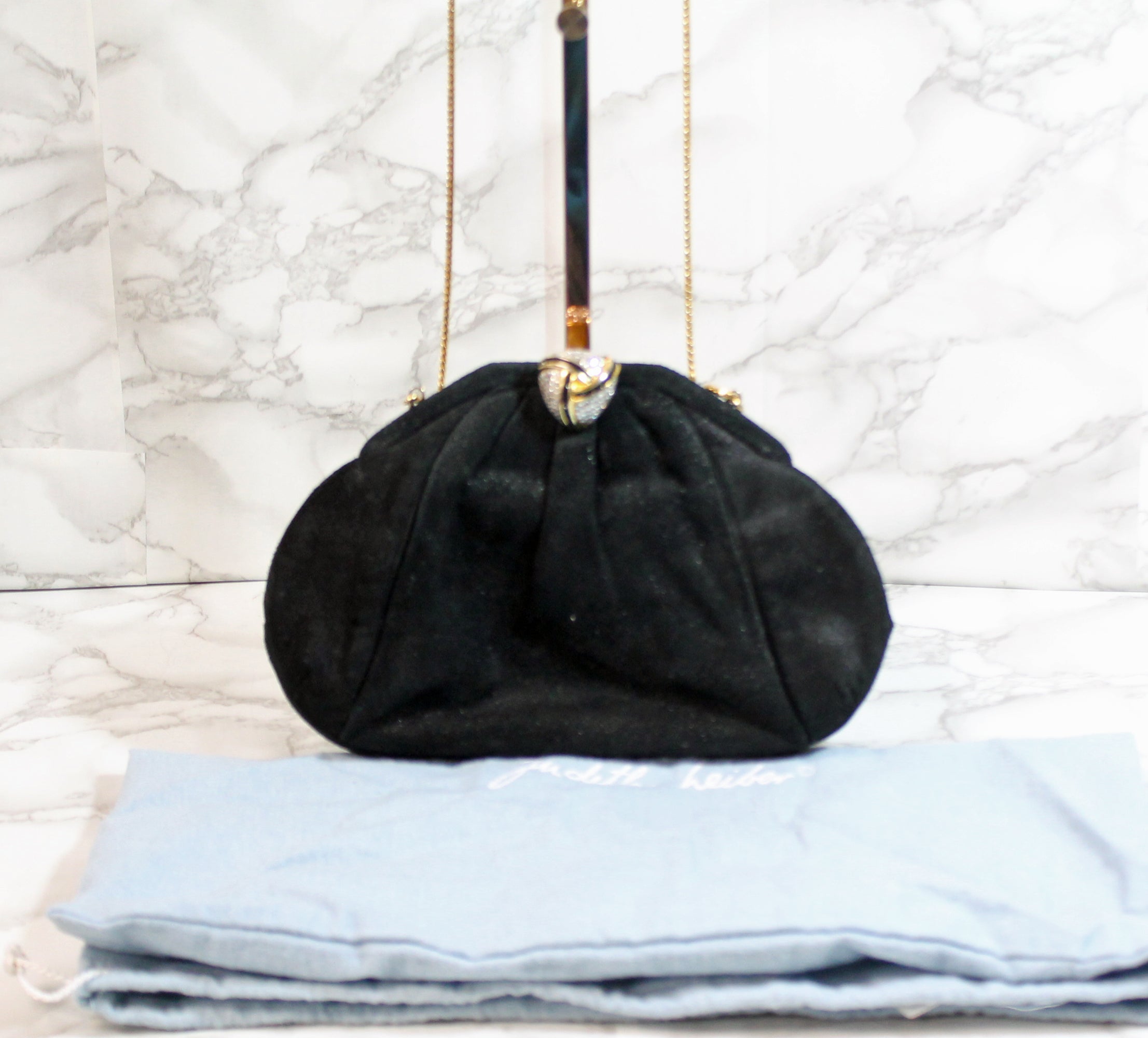 Black suede evening online bag