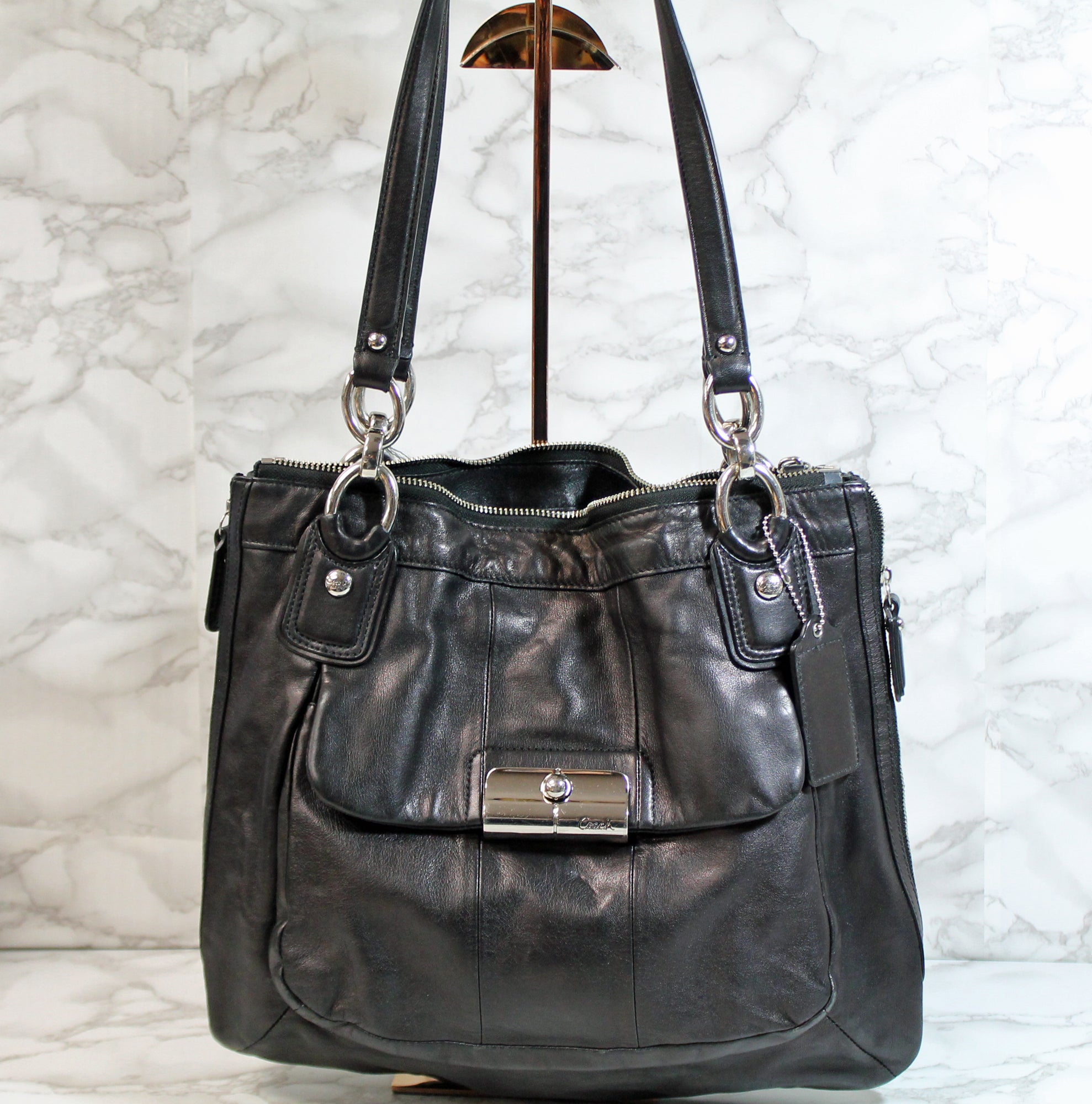 Coach Purse - Black top Leather