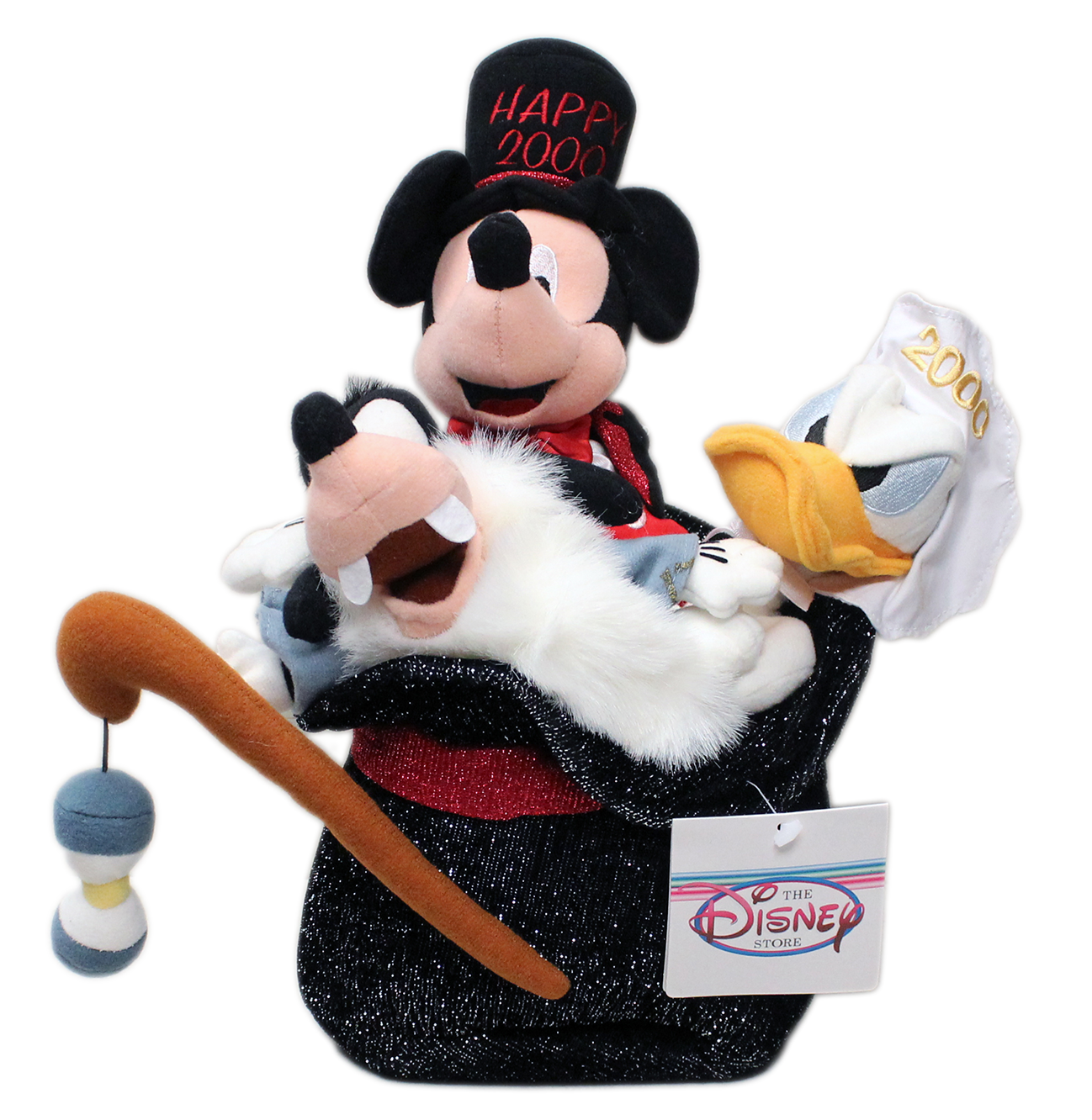 Disney Plush: Mickey, Donald, and Goofy Celebrating New Years 2000