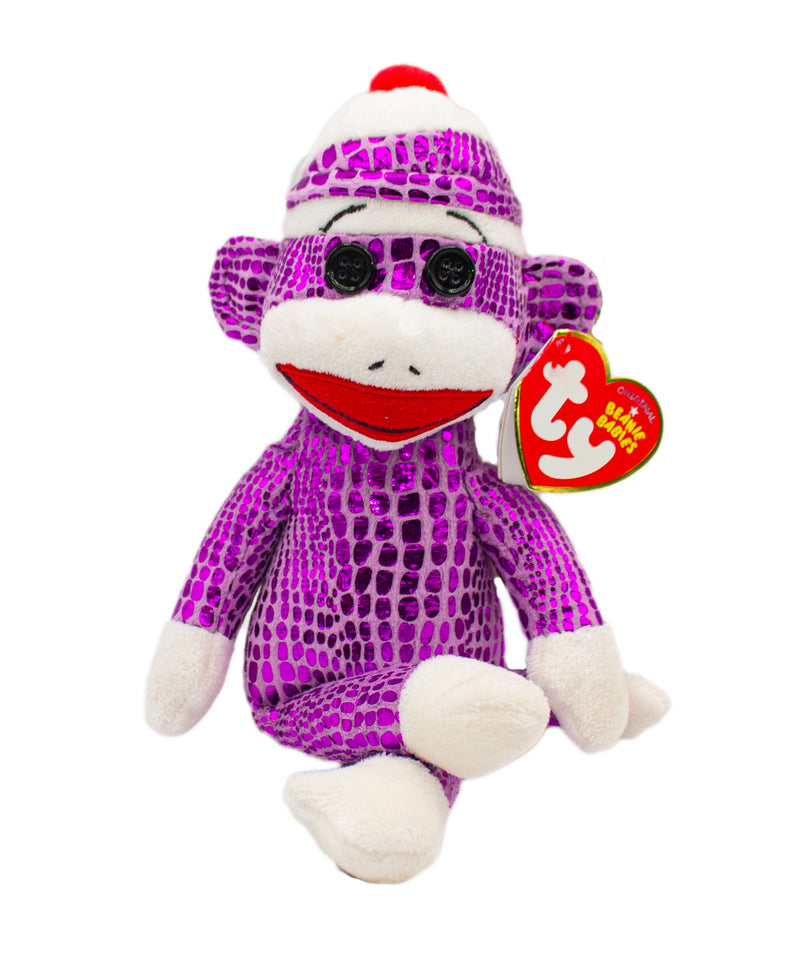 Ty Beanie Baby: Sparkly Purple Sock Monkey