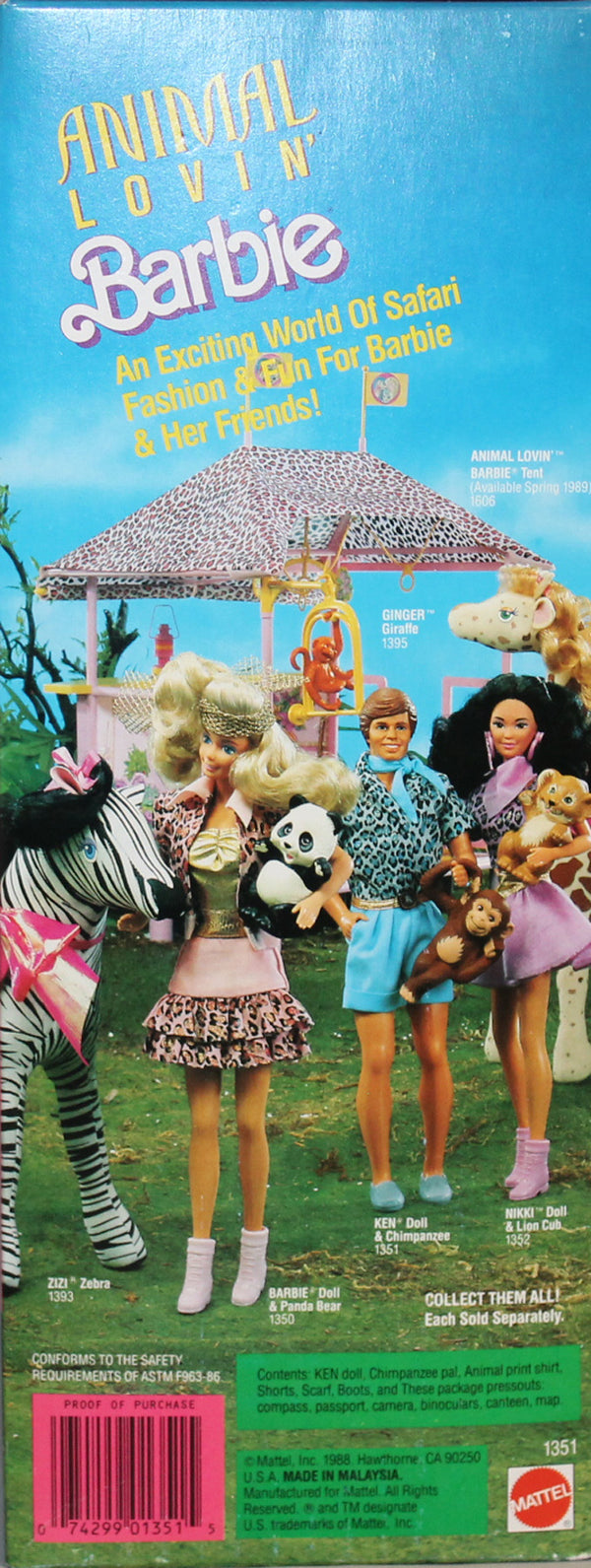 1988 Animal Lovin' Ken w/Chimp Barbie (1351)