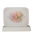 Precious Moments 102926, It's Time to Bless Your Own Day- Clock, Girl/Flowers