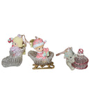 Precious Moments Ornament 103694, Set of 3- Kitten/Girl with Candy/Boy in Sled