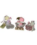 Precious Moments Ornament 103694, Set of 3- Kitten/Girl with Candy/Boy in Sled