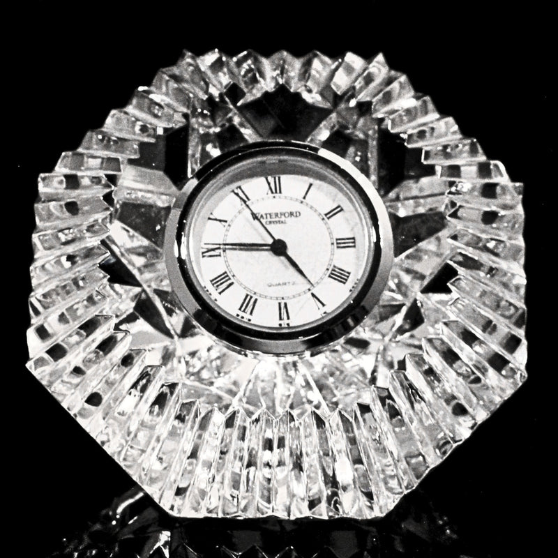 Waterford Quartz: Lismore Diamond Diamond Paperweight Clock | No Box, 3.25"