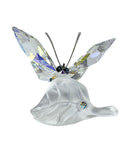 Swarovski Crystal Figurine Sparkling Butterfly on Leaf, Aurora Borealis, 1113559