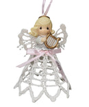 Precious Moments Ornament 113639, Graced with Lace- Angel with Harp 2004