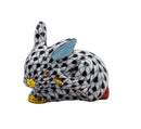 Herend Figurine: 15582 Bunny Scratching cheek - black
