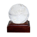 Waterford Crystal: Globe Paperweight with Wooden Base, 4.25"