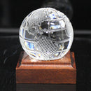 Waterford Crystal: Globe Paperweight with Wooden Base, 4.25"