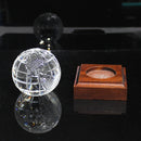 Waterford Crystal: Globe Paperweight with Wooden Base, 4.25"