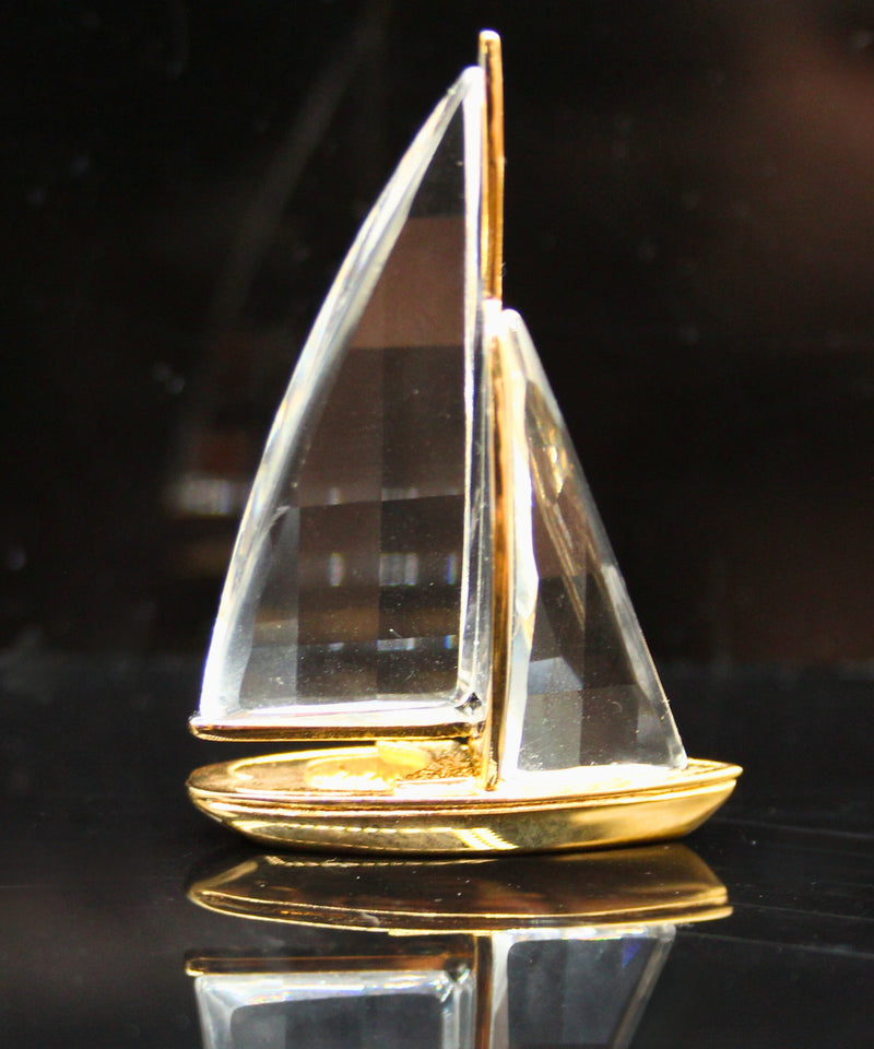 Swarovski Figurine: 183282 Gold Sailboat