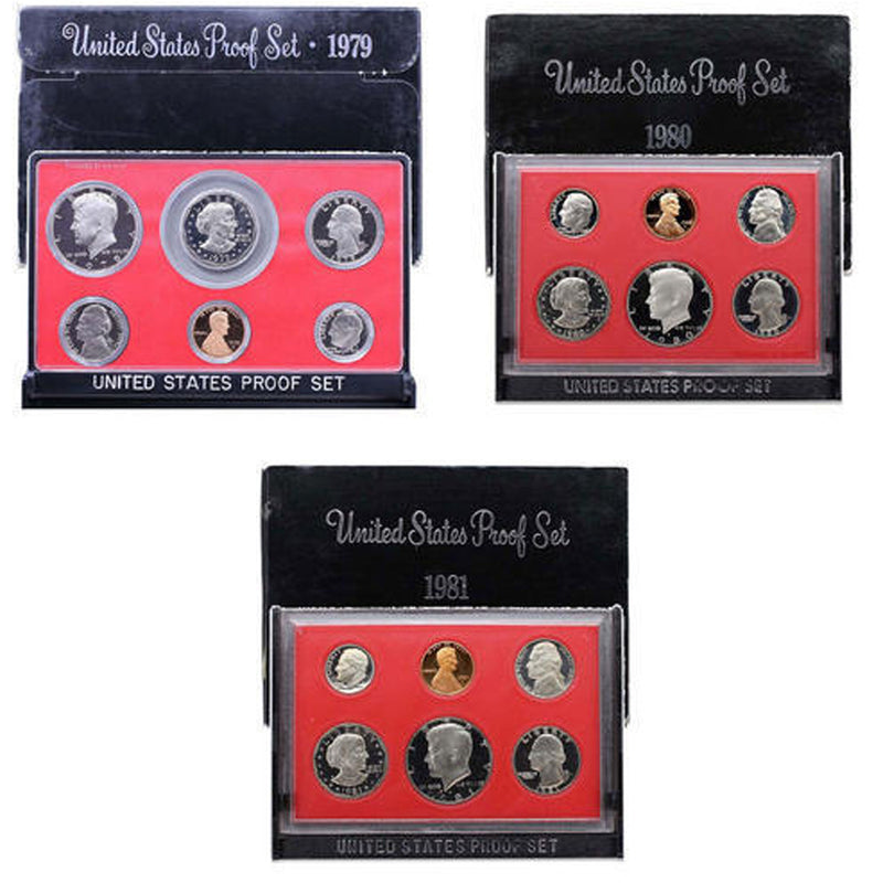 1979-1981 S Proof Set Run CN-Clad 3 Sets 18 Coins