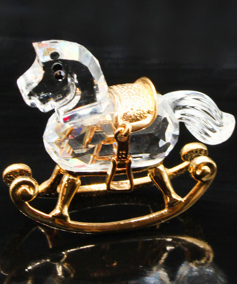 Swarovski Figurine: 199447 Gold Rocking Horse