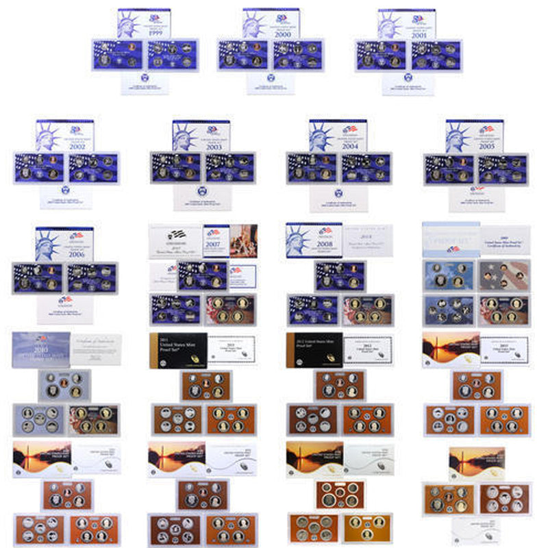 1999-2017 S Proof Set Run CN-Clad 19 Sets 234 Coins