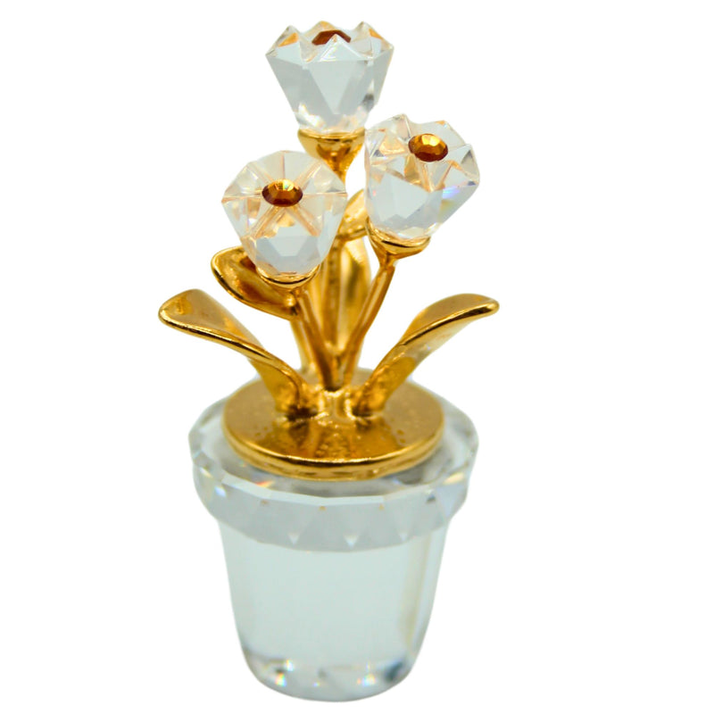 Swarovski Figurine: 208885 Gold Flower Pot