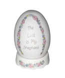 Precious Moments Figurine 255696, The Lord is My Shepherd, Egg with Stand, Dated 1994