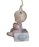 Precious Moments Ornament 340308L, May Your Christmas Be Delightful- Girl on Present, Musical