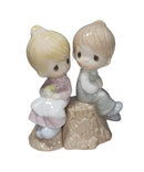 Precious Moments 357308, Girl/Boy on Stump Salt and Pepper Shakers