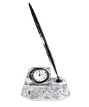 Waterford Crystal : Table Accessories Clock & Pen Holder Combo, 4.5"