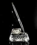 Waterford Crystal : Table Accessories Clock & Pen Holder Combo, 4.5"