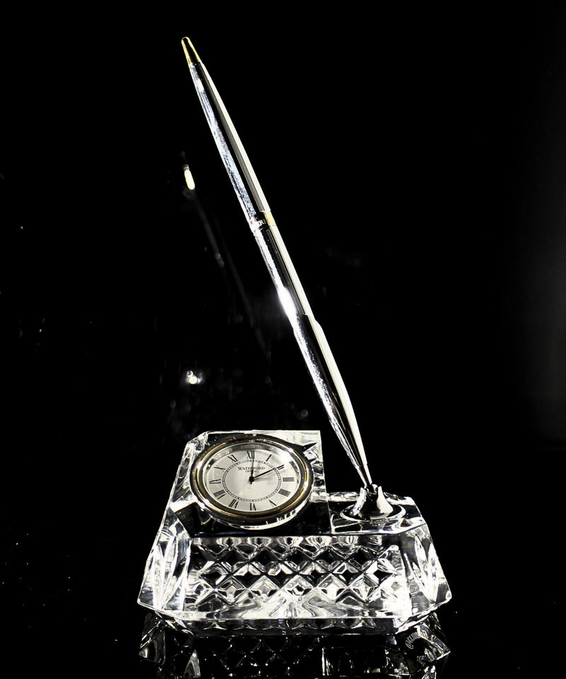 Waterford Crystal : Table Accessories Clock & Pen Holder Combo, 4.5"