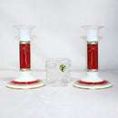 Waterford Holiday Ribbons Candlesticks with Happy Holidays Tree Votive, 6.4" - Boxed Set of 3