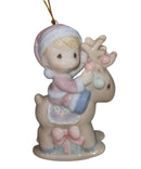 Precious Moments Ornament 465429B, Boy on Rocking Horse Reindeer