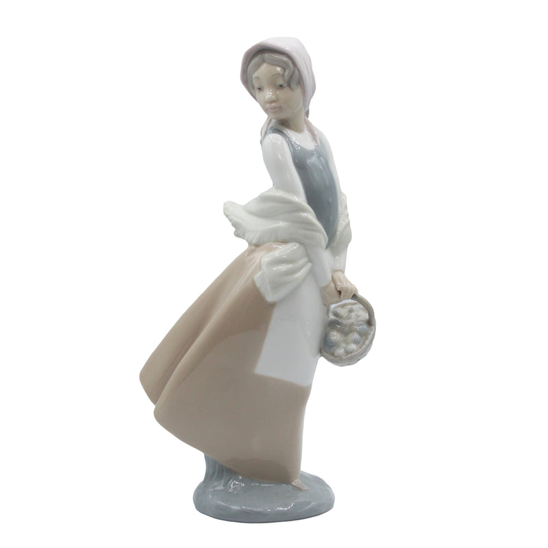 Nao by Lladró Figurine: 4834 Windswept Girl with Basket