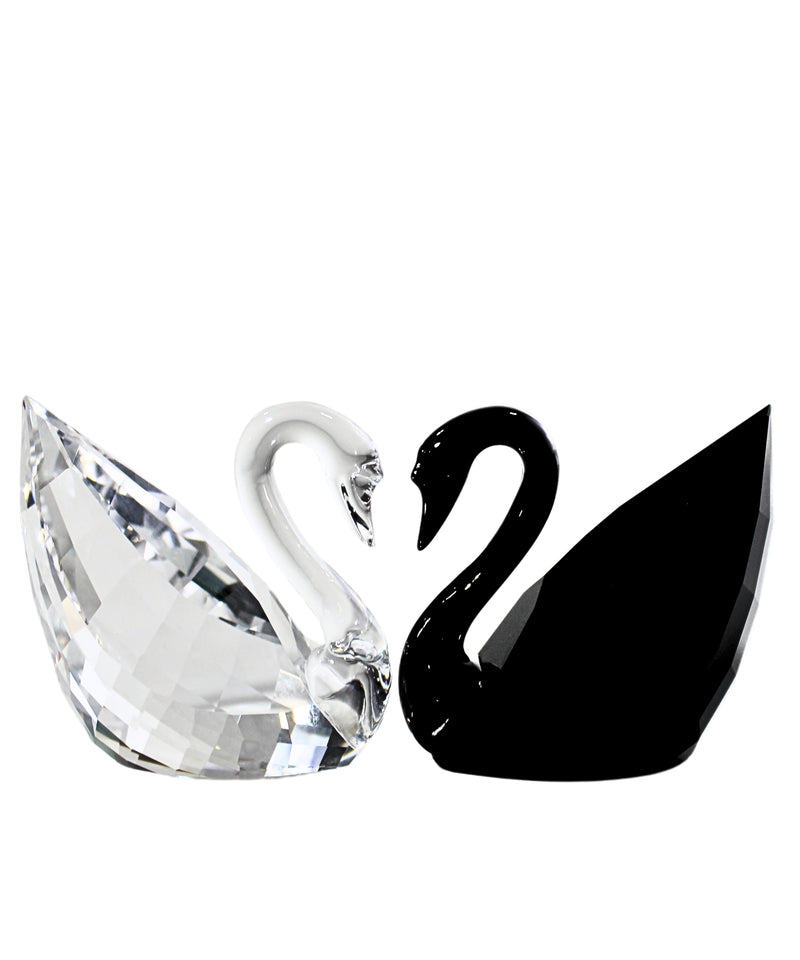 Swarovski Figurine: 5075864 Swan Soulmates | One swan clear crystal and one swan in Jet crystal