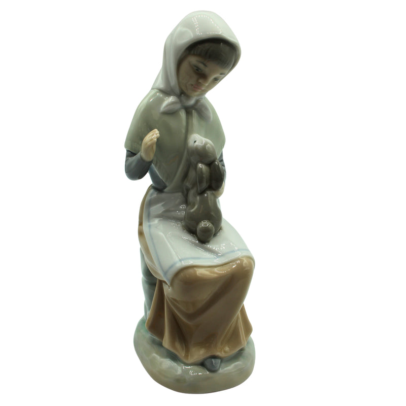 Nao by Lladró Figurine: 522 Shepherdess with Rabbit