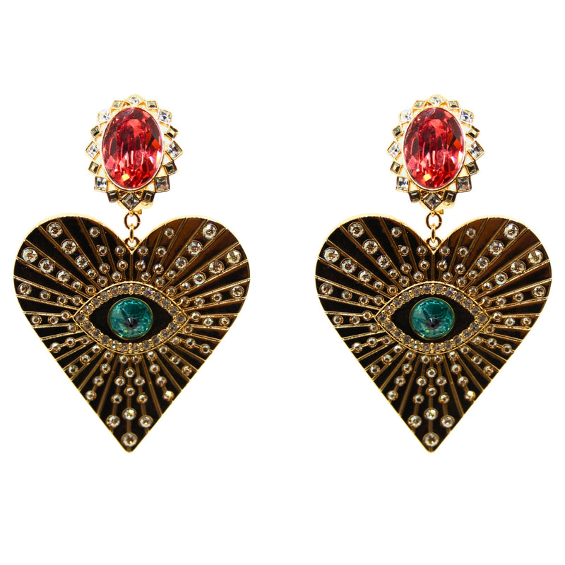 Swarovski Jewelry: 5464131 Lucky Goddess Evil Eye Heart Clip Earrings