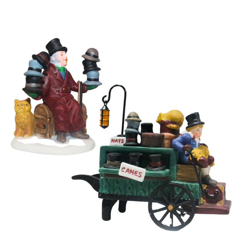 Department 56: 58392 Chelsea Market Hat Monger & Cart - Set of 2