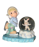 Precious Moments Trinket Box 589829A, Boy with Bunny Skating water globe