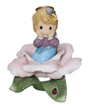 Precious Moments Figurine 634816H, Pink Rose of Sweetness- Angle Sitting