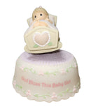 Precious Moments Figurine 741010, God Bless this Baby Girl, Plays "Rock a Bye Baby"