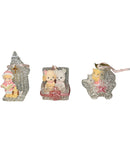 Precious Moments Ornament 876399, Set of 3- Church/Cats/Puppies