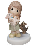 Precious Moments Figurine 940027, Happy Tails Two You- Girl with Dogs