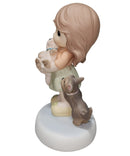Precious Moments Figurine 940027, Happy Tails Two You- Girl with Dogs