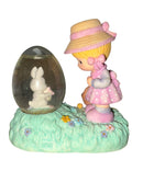 Precious Moments 960217A, Girl with Bunny and Egg shaped water globe