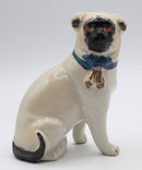 Porcelain Pug Blue Bow Antique