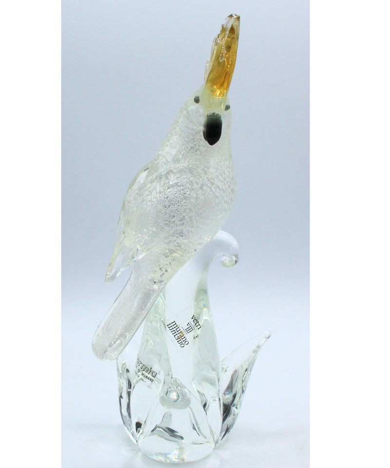 Murano Glass Birds of the World Cockatoo Sculpture