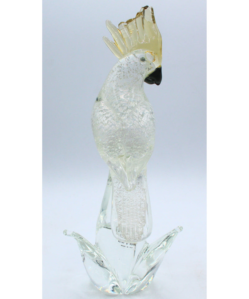 Murano Glass Birds of the World Cockatoo Sculpture