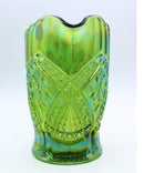 Tiara Green Carnival Glass Pitcher