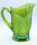 Tiara Green Carnival Glass Pitcher