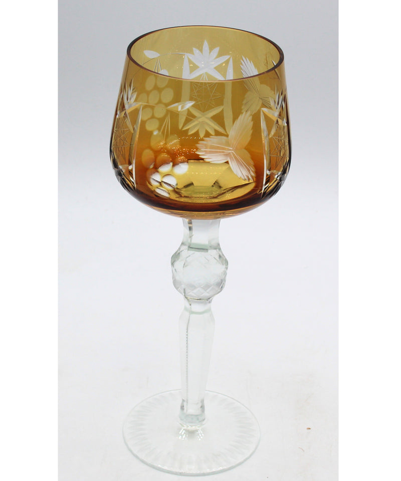Bohemian Cut to Clear Wine Glass Goblet